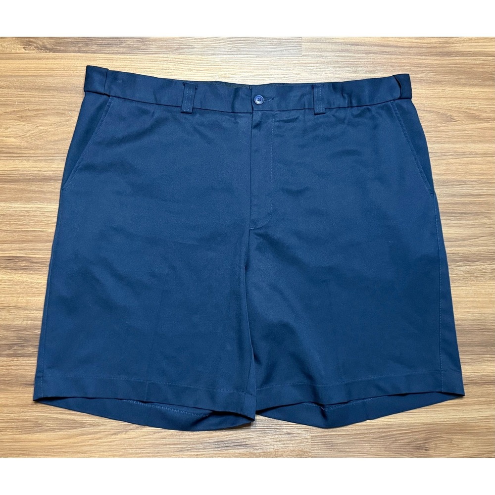 Oak Hill Mens Navy Blue Flat Front 9" Golf Shorts Adjustable Waist Size 46
